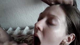Ukraine young wife gives handjob and swallows