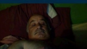 Chubby grandpa wanking and cumming