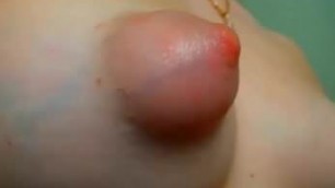 Closeup of small tit boobs big puffy nipples