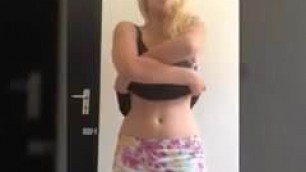 Beautiful blonde striptease and masturbating compilation