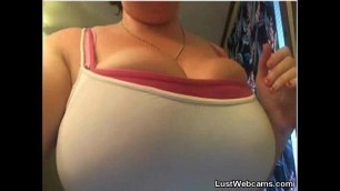 BBW cam girl plays with her huge tits